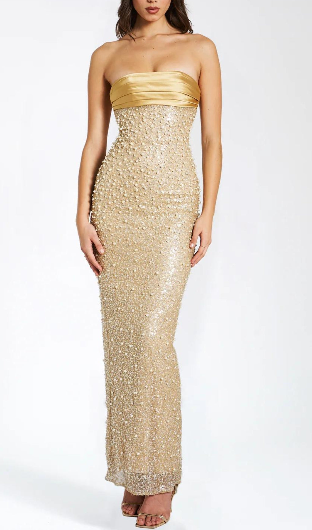 Alazne Sequin Pearl Maxi Dress