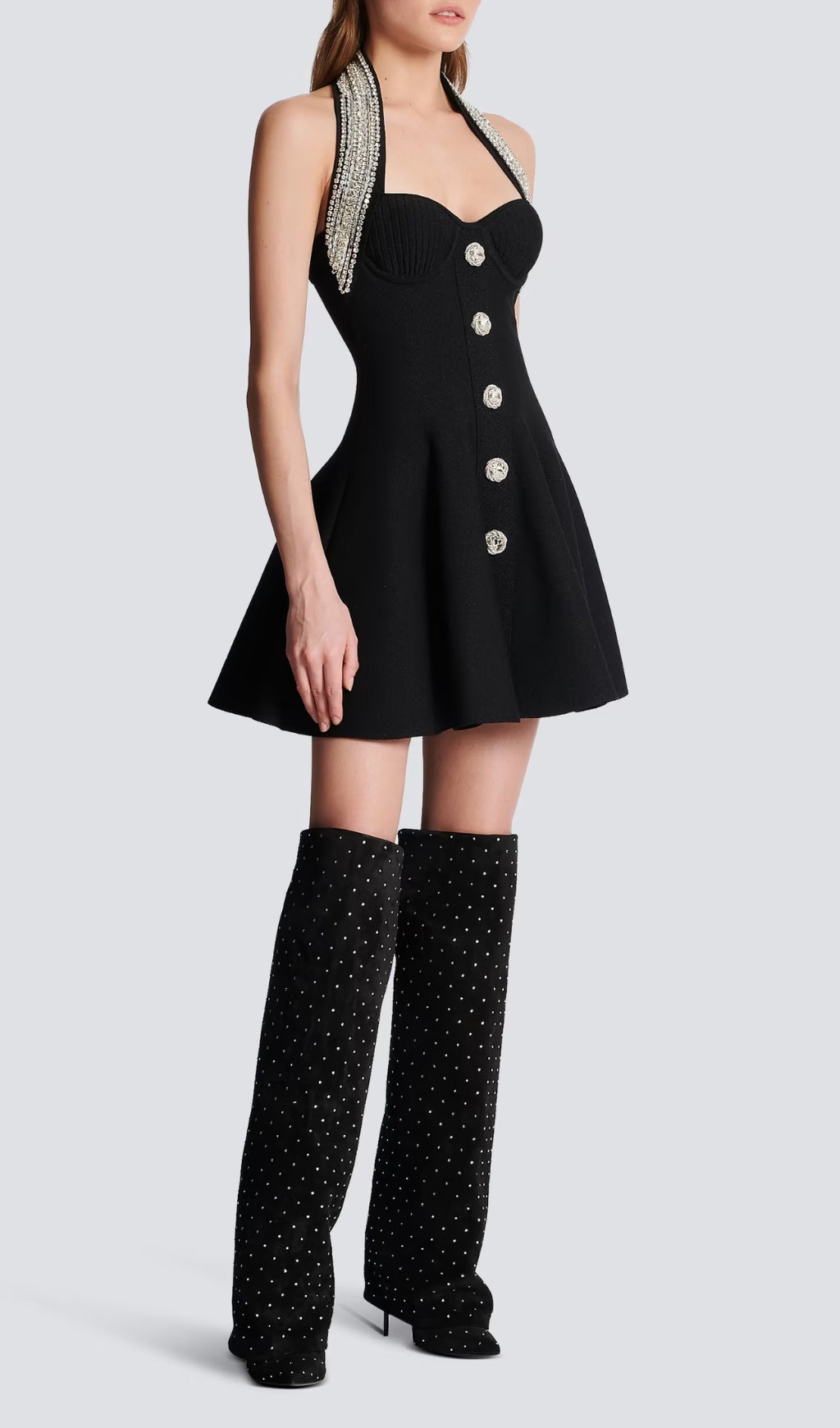 Alev Embellished Metallic Tweed Mini Dress