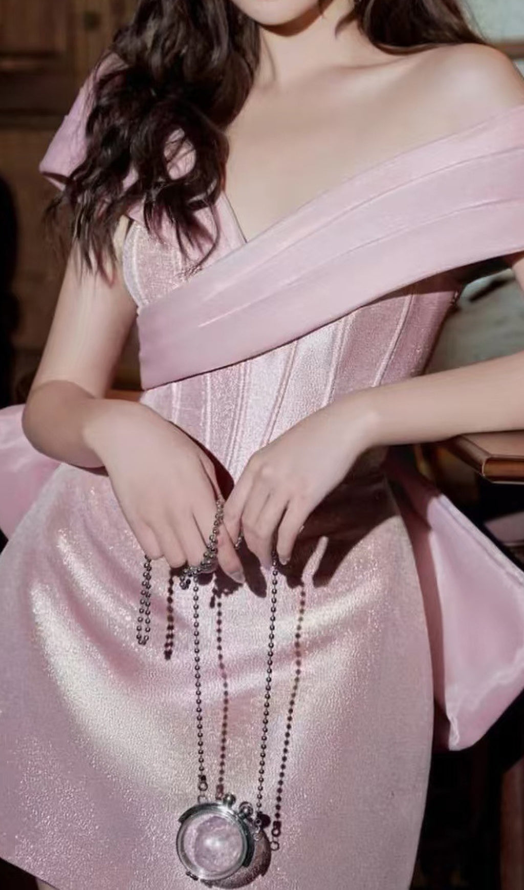 Bernardo Pink Corset Off-Shoulder Mini Dress