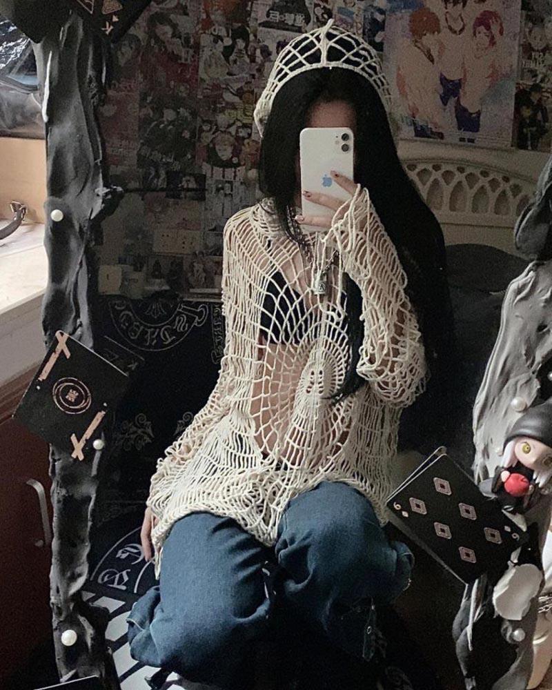 Spider Web Long Sleeve Hoodie