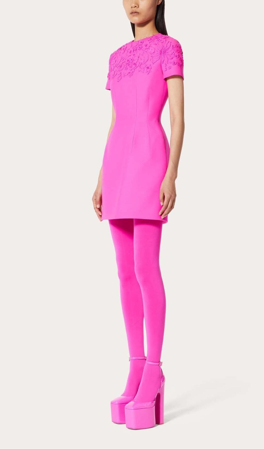 Adamina Pink Embroidered Mini Dress
