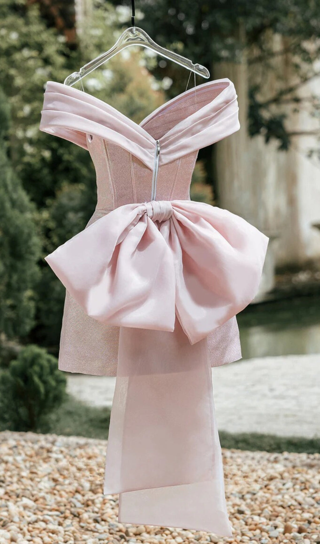 Bernardo Pink Corset Off-Shoulder Mini Dress
