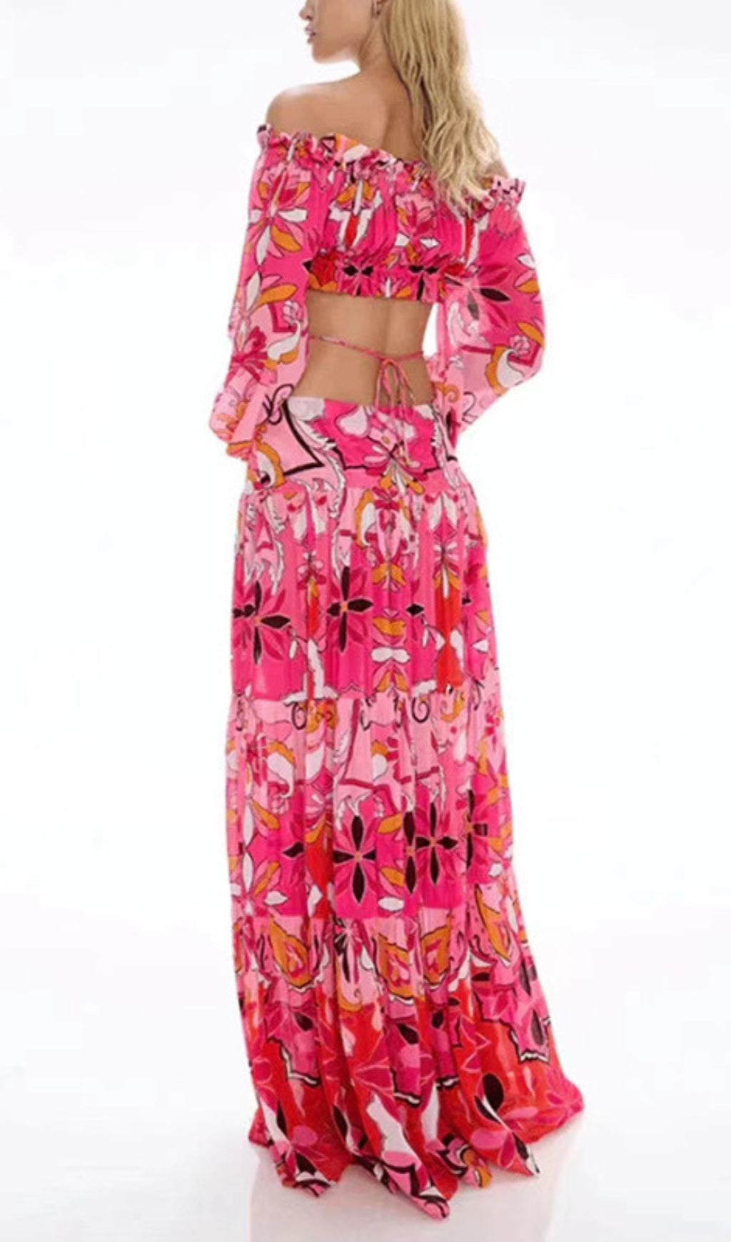 Daya Printed Puff Sleeve Top & Skirt Set