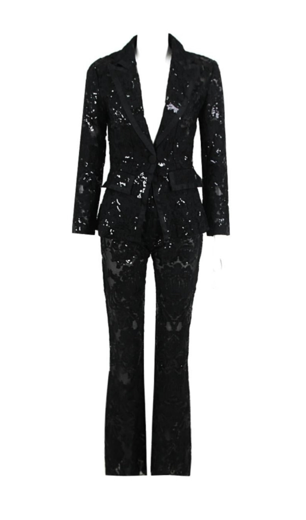 Black Lace Blazer And Pants