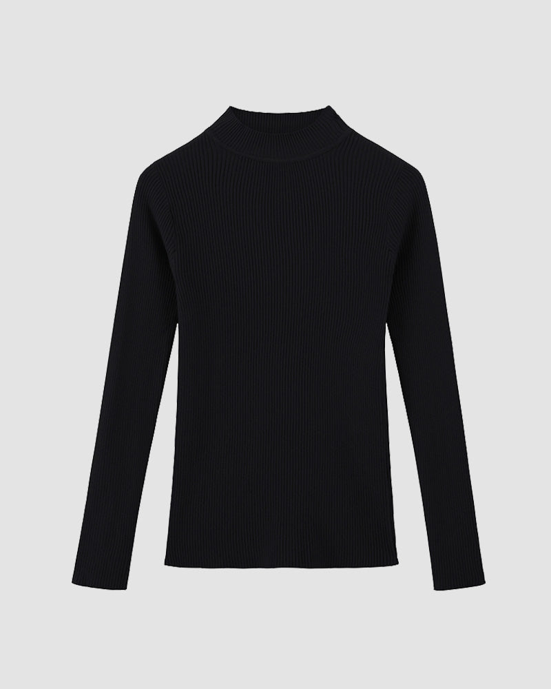 Basic High Neck Knit Top