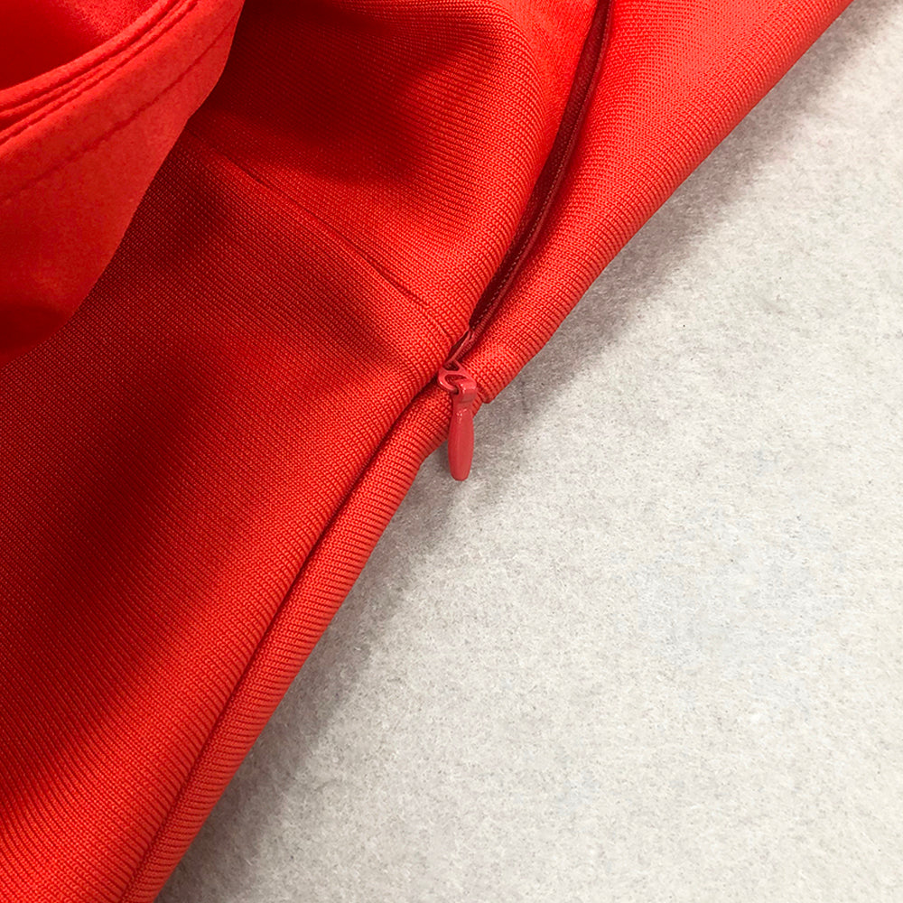 Bernt Red Bow Backless Maxi Bandage Dress