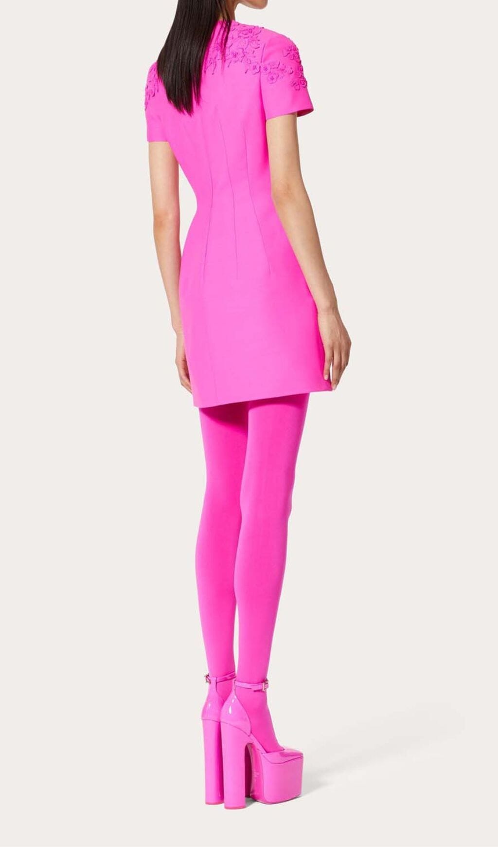 Adamina Pink Embroidered Mini Dress
