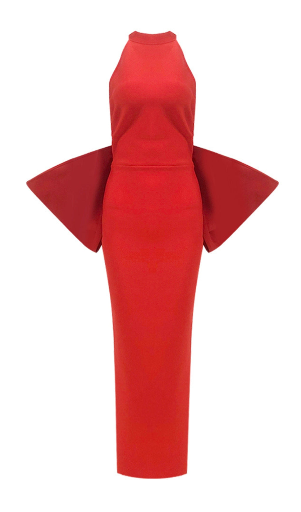 Bernt Red Bow Backless Maxi Bandage Dress