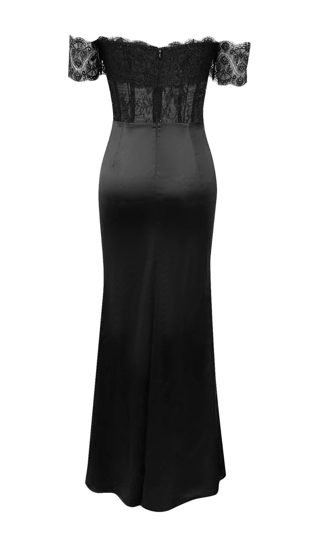 Belgin Black Lace Sequin Corset Maxi Dress