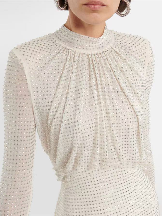 Aitana White Crystal-Embellished Maxi Dress